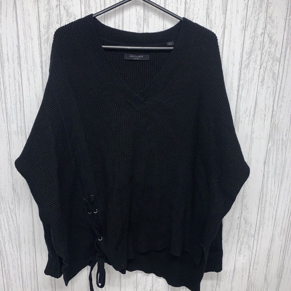 Womens Size XS/S All saints Able Lace Up Wool Blend Sweater Black EUC - Picture 5 of 9